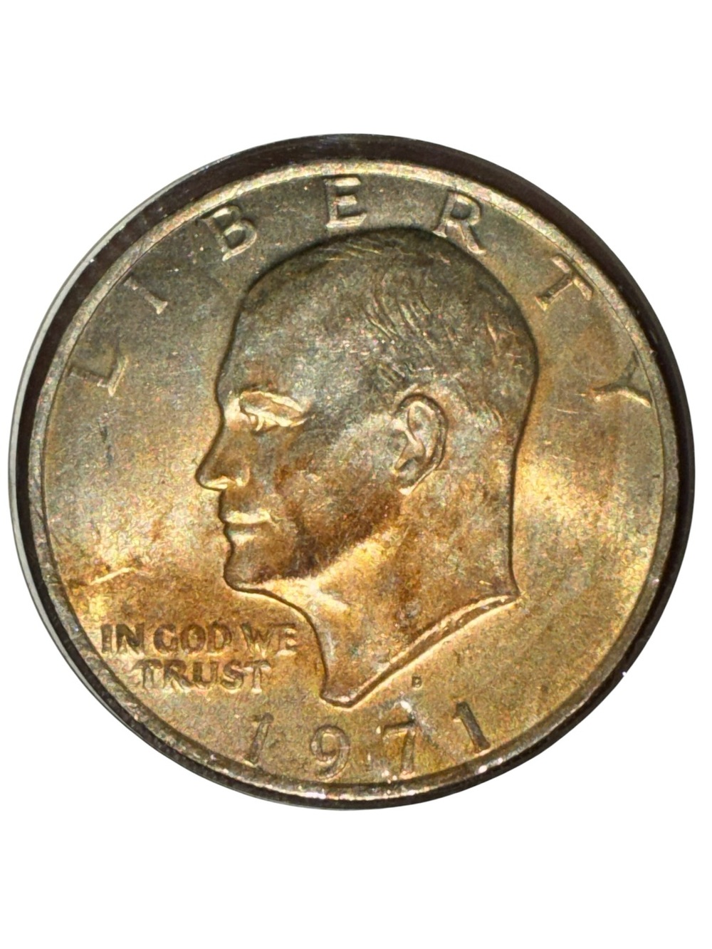 1971-D Eisenhower One Dollar Coin Siver- Brown Patina